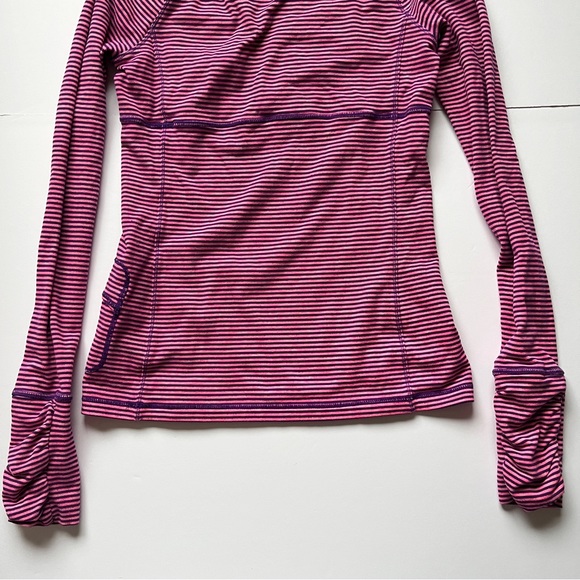 Ivivva Run Your Heart Out Pullover 1/2 Zip Pink Purple Surge MVP Stripe Sz 12 - Picture 11 of 12